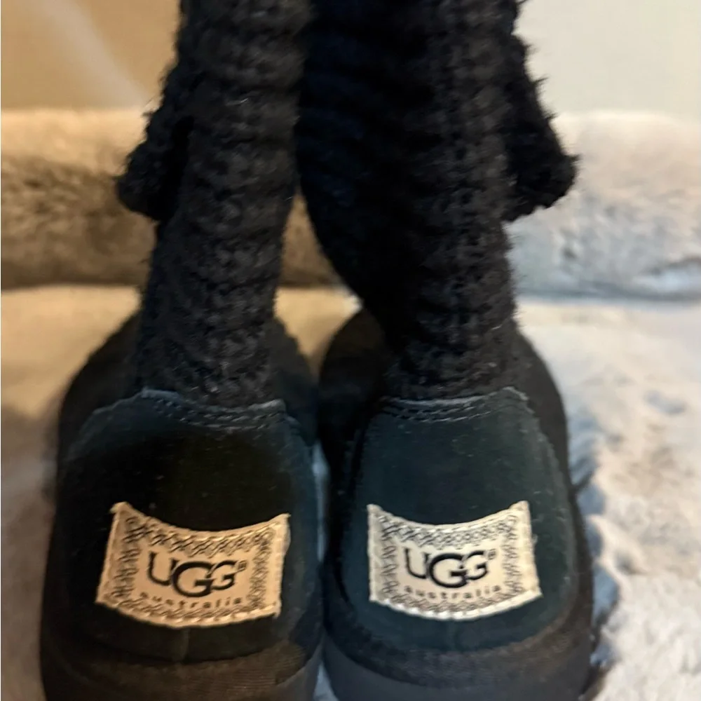 UGG Black Knit Button Winter Boots - Picture 3 of 7